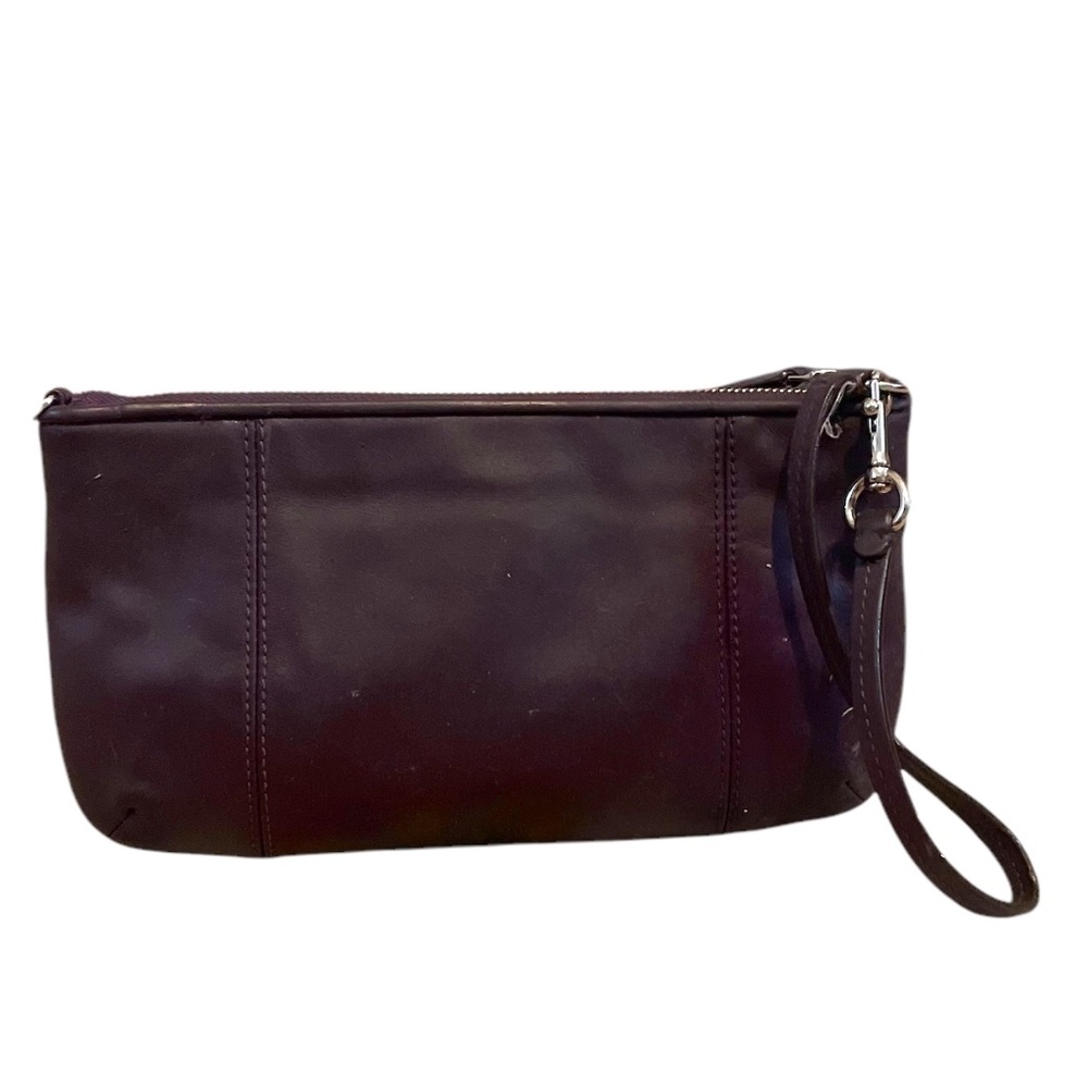 Coach Purple Grosgrain Leather Clutch Gold-Tone‎ Hardware Wrist Strap - Picture 3 of 8